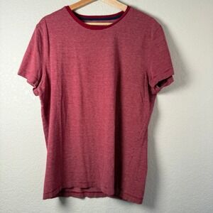 Banana Republic Men's Red Striped Short Sleeve T-Shirt Casual Everyday Wear Top